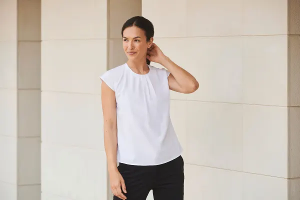 Top col plissé femme porté — vue 1