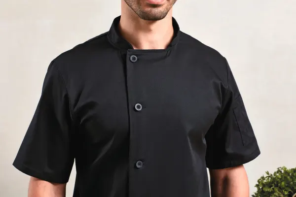 Veste chef cuisinier manches courtes "Essential" porté — vue 1