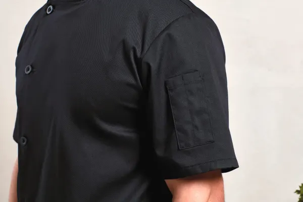 Veste chef cuisinier manches courtes "Essential" porté — vue 2