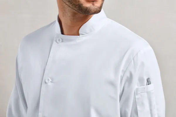 Veste chef cuisinier manches longues "Essential" porté — vue 1