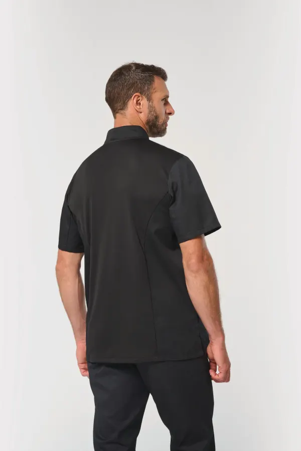 Veste de cuisine écoresponsable et respirante manches courtes unisexe porté — vue 2