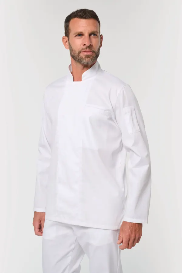 Veste de cuisine écoresponsable et respirante manches longues unisexe porté — vue 1