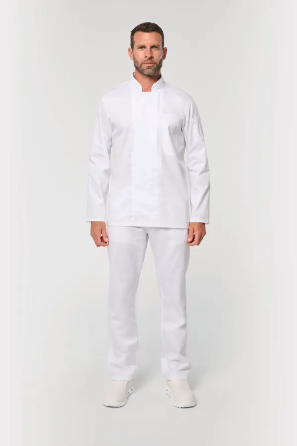 Veste de cuisine écoresponsable et respirante manches longues unisexe porté — vue 2