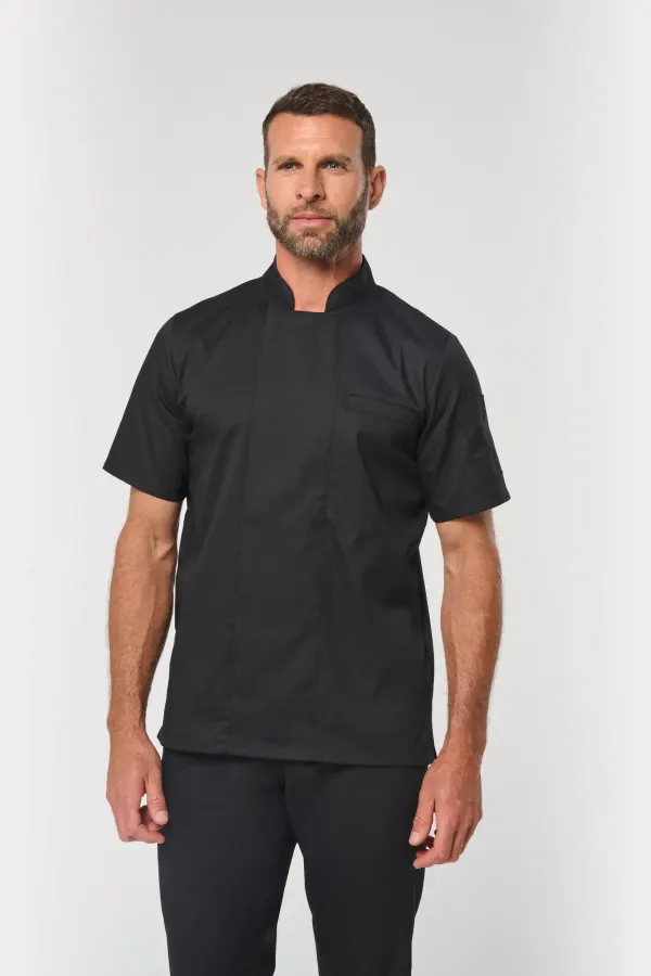 Veste de cuisine écoresponsable manches courtes unisexe porté — vue 1