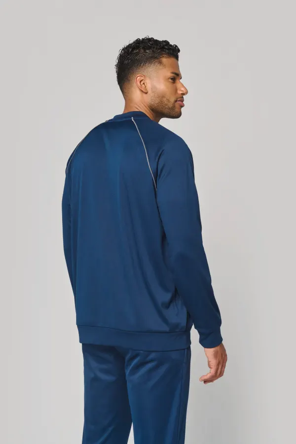 Veste de survêtement zippée avec liseré unisexe porté — vue 2