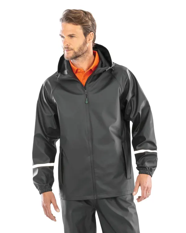 Veste imperméable Prism PU avec bandes réfléchissantes porté — vue 3
