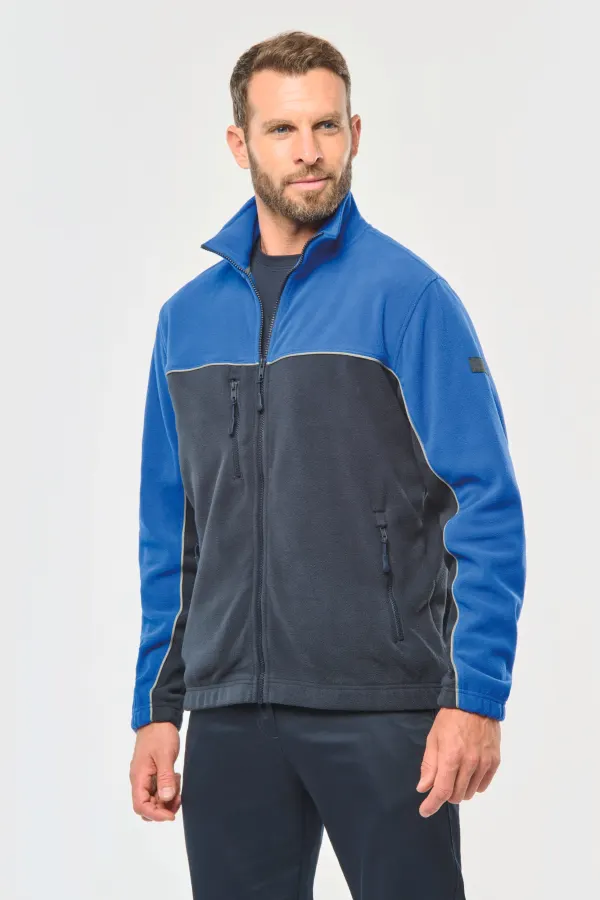 Veste micropolaire bicolore écoresponsable unisexe porté — vue 1