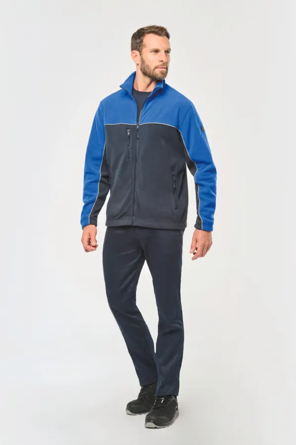 Veste micropolaire bicolore écoresponsable unisexe porté — vue 3