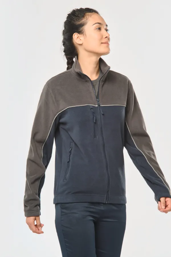 Veste micropolaire bicolore écoresponsable unisexe porté — vue 4