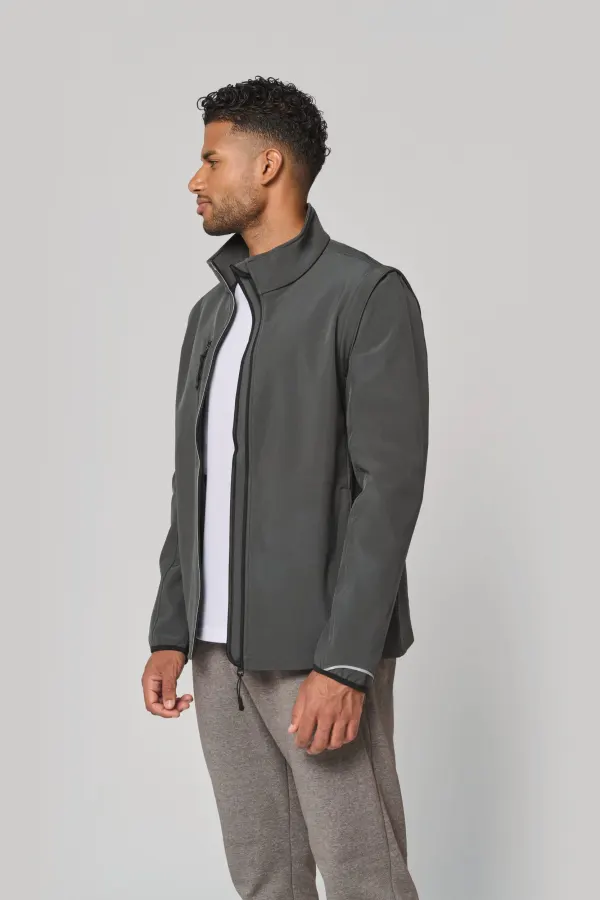 Veste softshell sport manches amovibles unisexe porté — vue 2