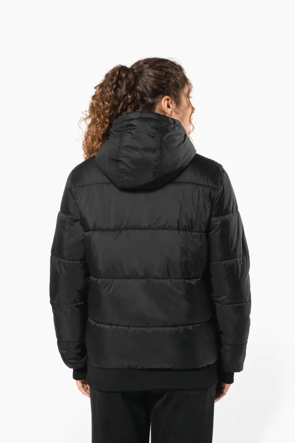 Veste unisexe ripstop recyclée à capuche porté — vue 2