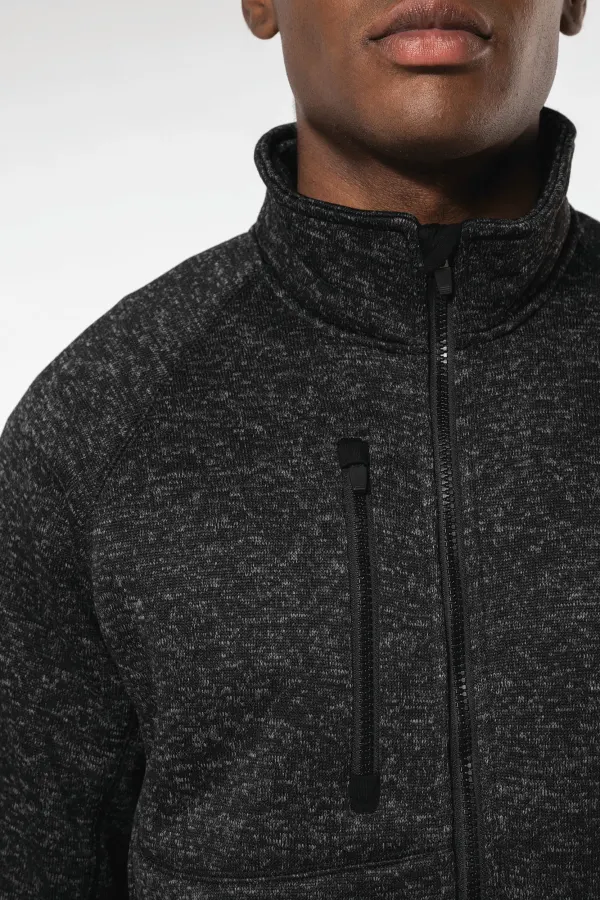 Veste zippée chinée homme porté — vue 2