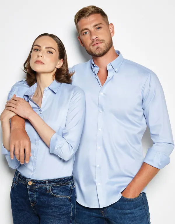 Women's Tailored Fit Stretch Oxford Shirt LS porté — vue 3