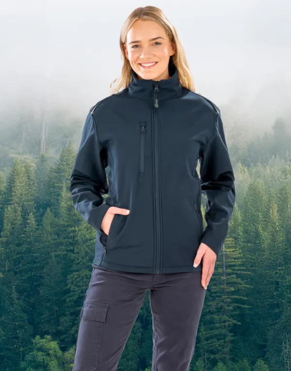 WOMENS RECYCLED 3-LAYER PRINTABLE SOFTSHELL JACKET porté — vue 1