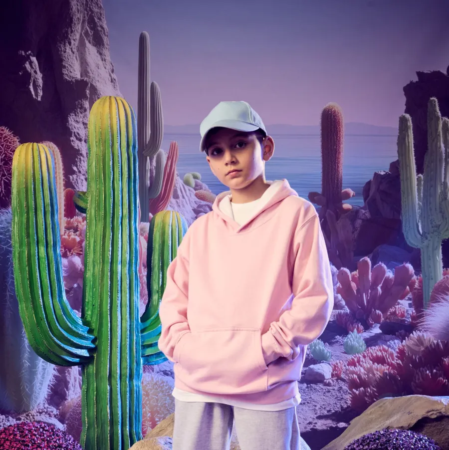 Sweat enfant capuche contrastée — Just Hoods personnalisable