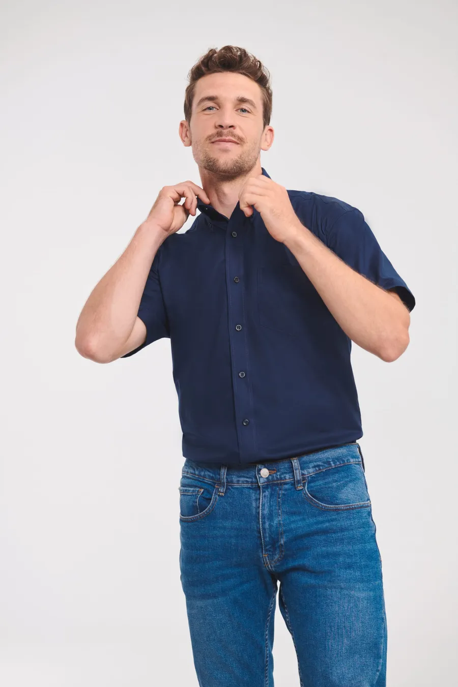 Chemise homme manches courtes Oxford — Russell Athletic personnalisable