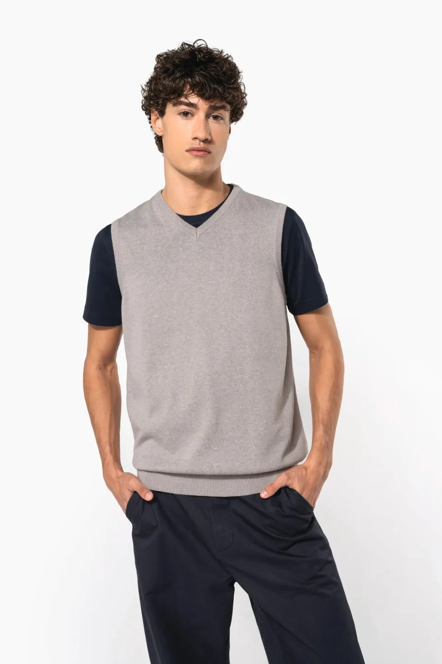 Pull col V sans manches — Kariban personnalisable