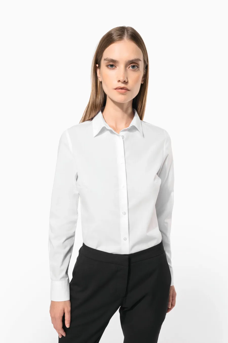 Chemise popeline polycoton sans poche entretien facile femme — Kariban personnalisable