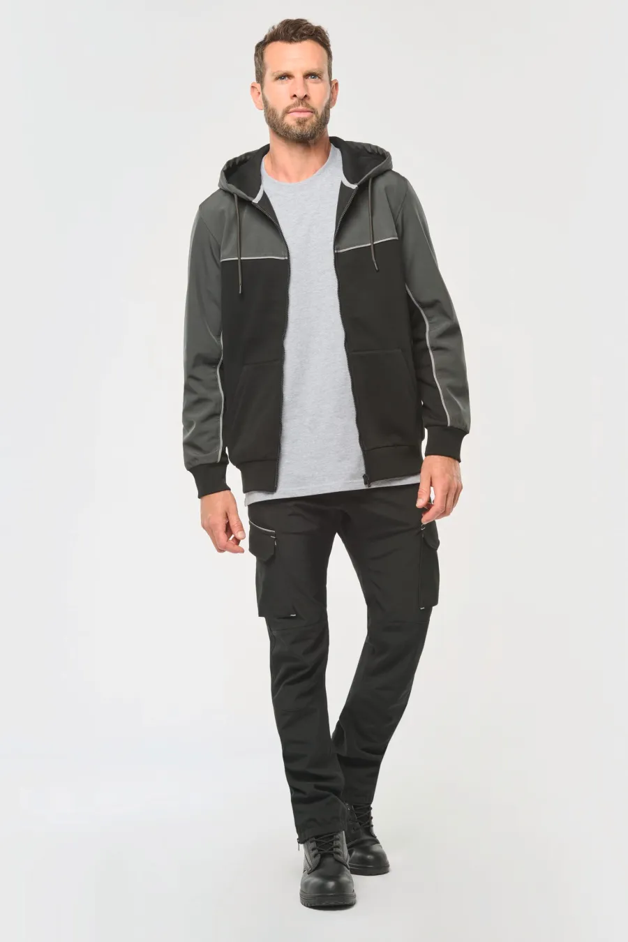 Veste molleton bicolore zippée à capuche écoresponsable unisexe — WK. Designed To Work personnalisable