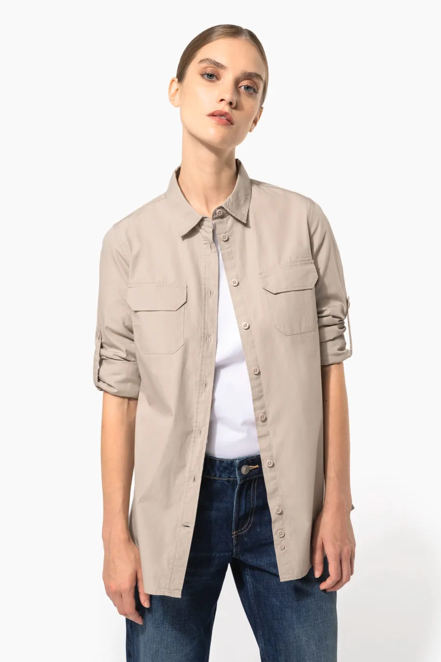 Chemise safari manches longues femme — Kariban personnalisable