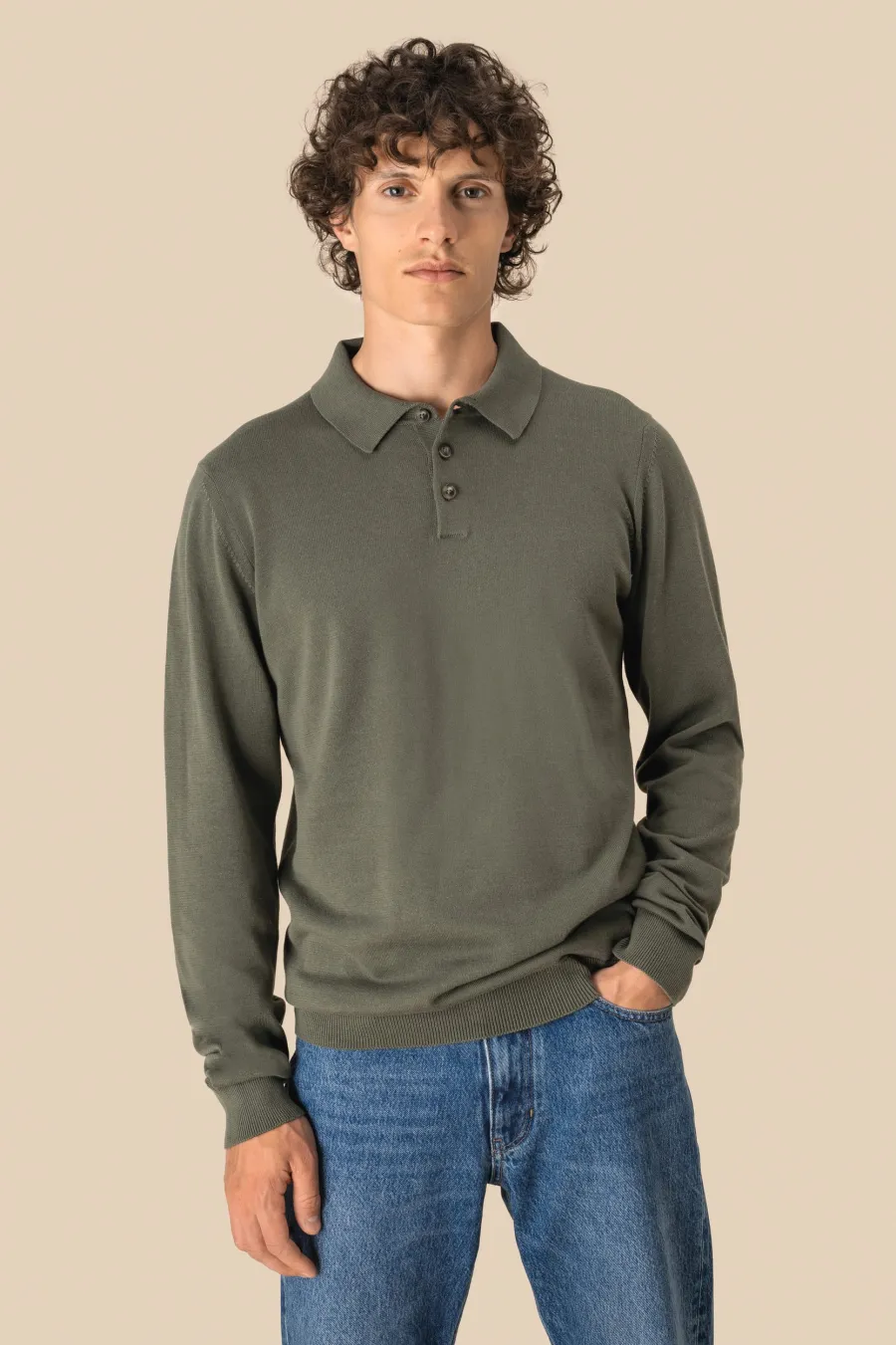 Polo écoresponsable manches longues homme — Spasso personnalisable