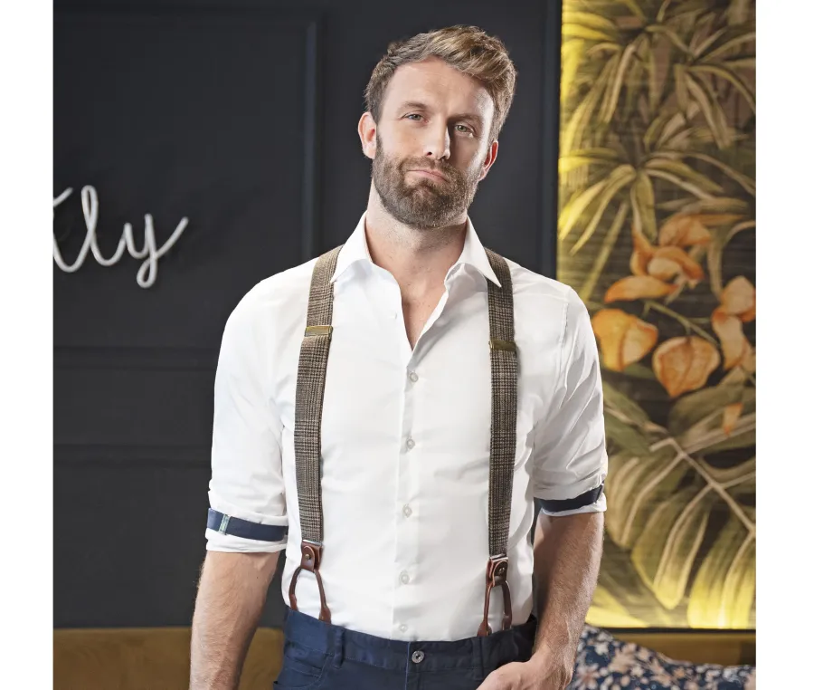 Bretelles urbaines stylées avec motif à carreaux (glencheck) — Karlowsky personnalisable