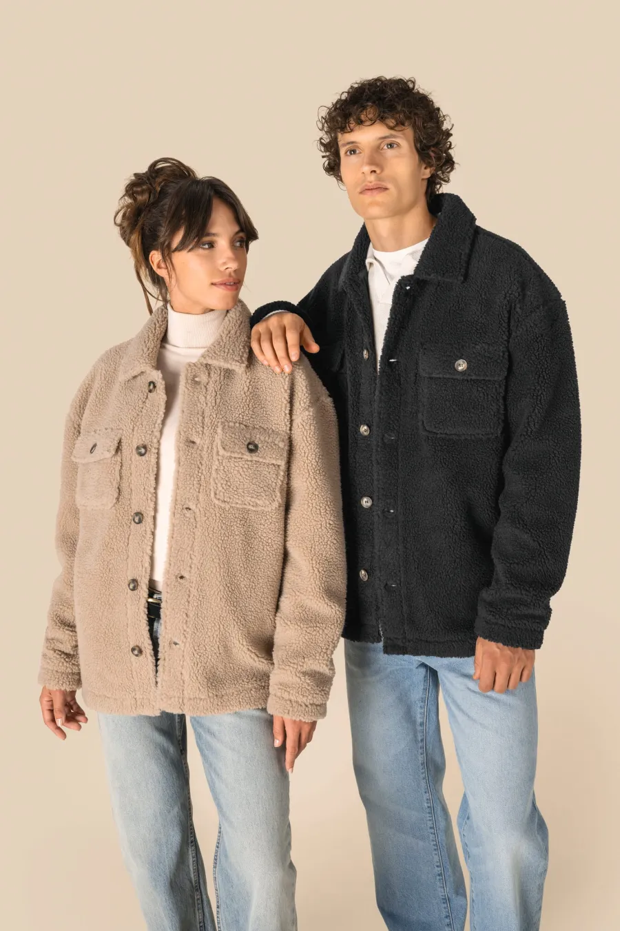 Surchemise à épaules tombantes en sherpa unisexe — Spasso personnalisable