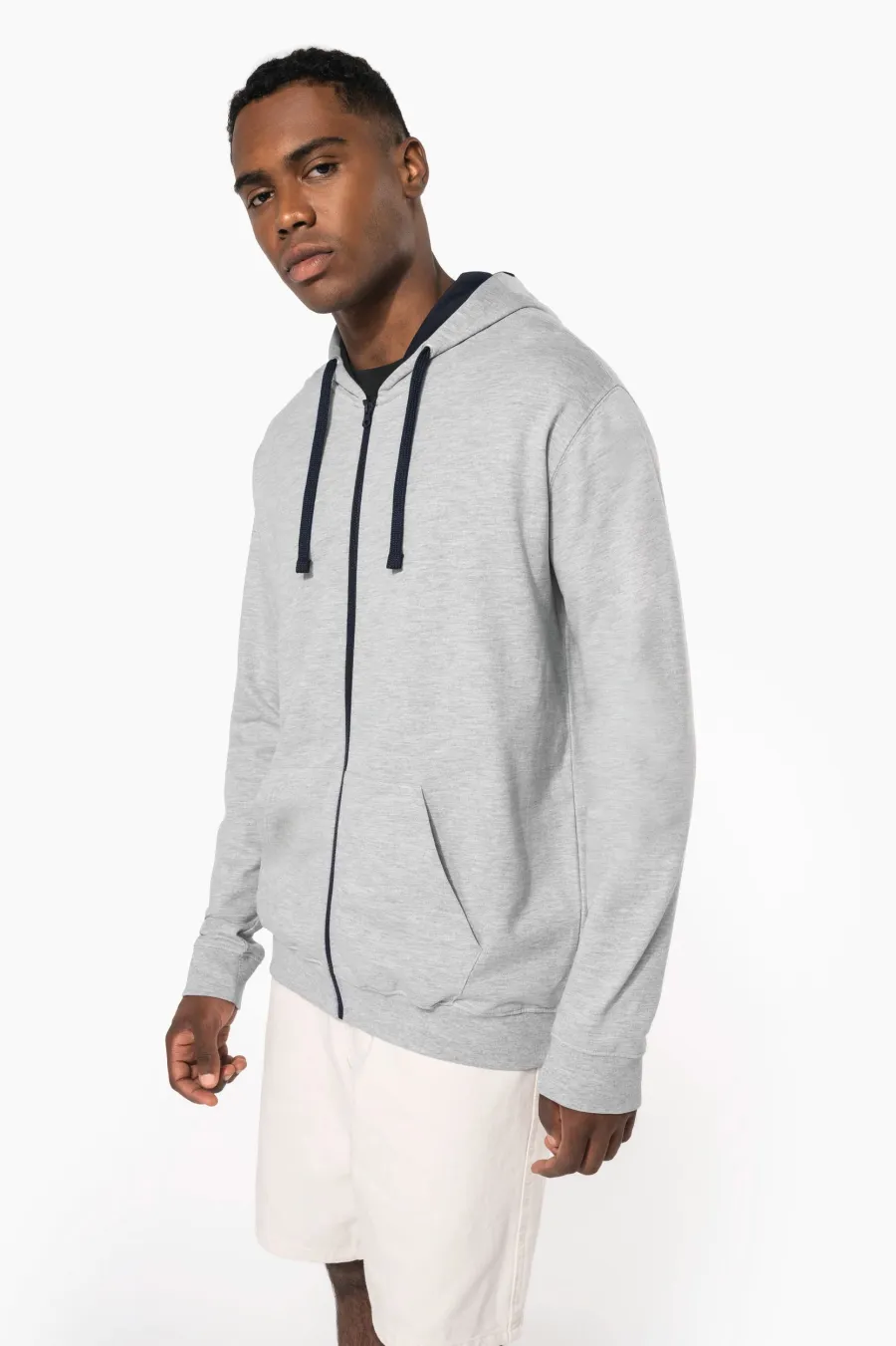 Sweat-shirt zippé capuche contrastée — Kariban personnalisable