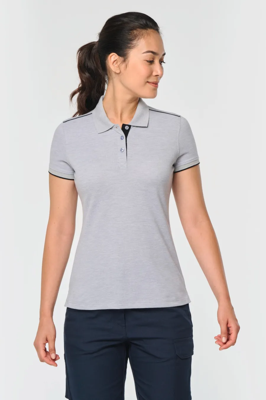 Polo Day To Day contrasté manches courtes femme — WK. Designed To Work personnalisable