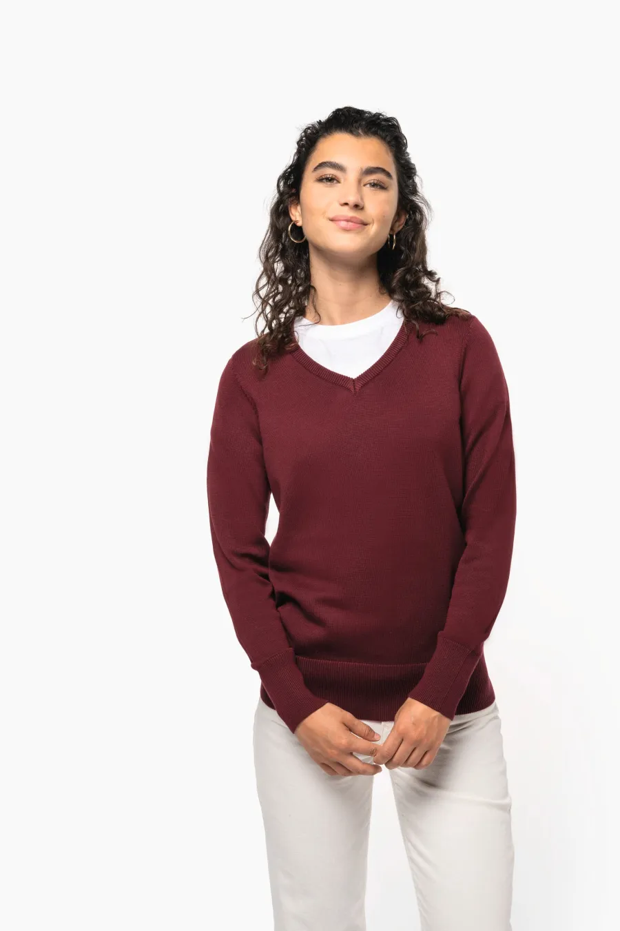 Pull col V femme (K966) — Kariban personnalisable