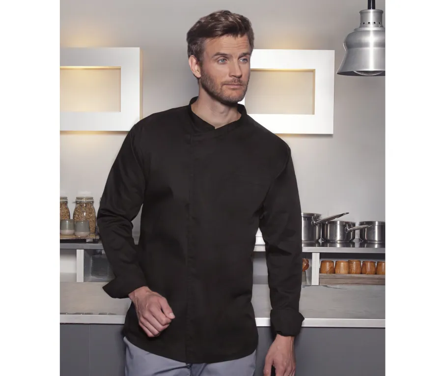 LONG SLEEVE THROW-OVER CHEF SHIRT BASIC — Karlowsky personnalisable