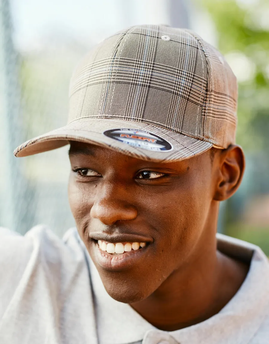 Glen Check Cap — Flexfit personnalisable