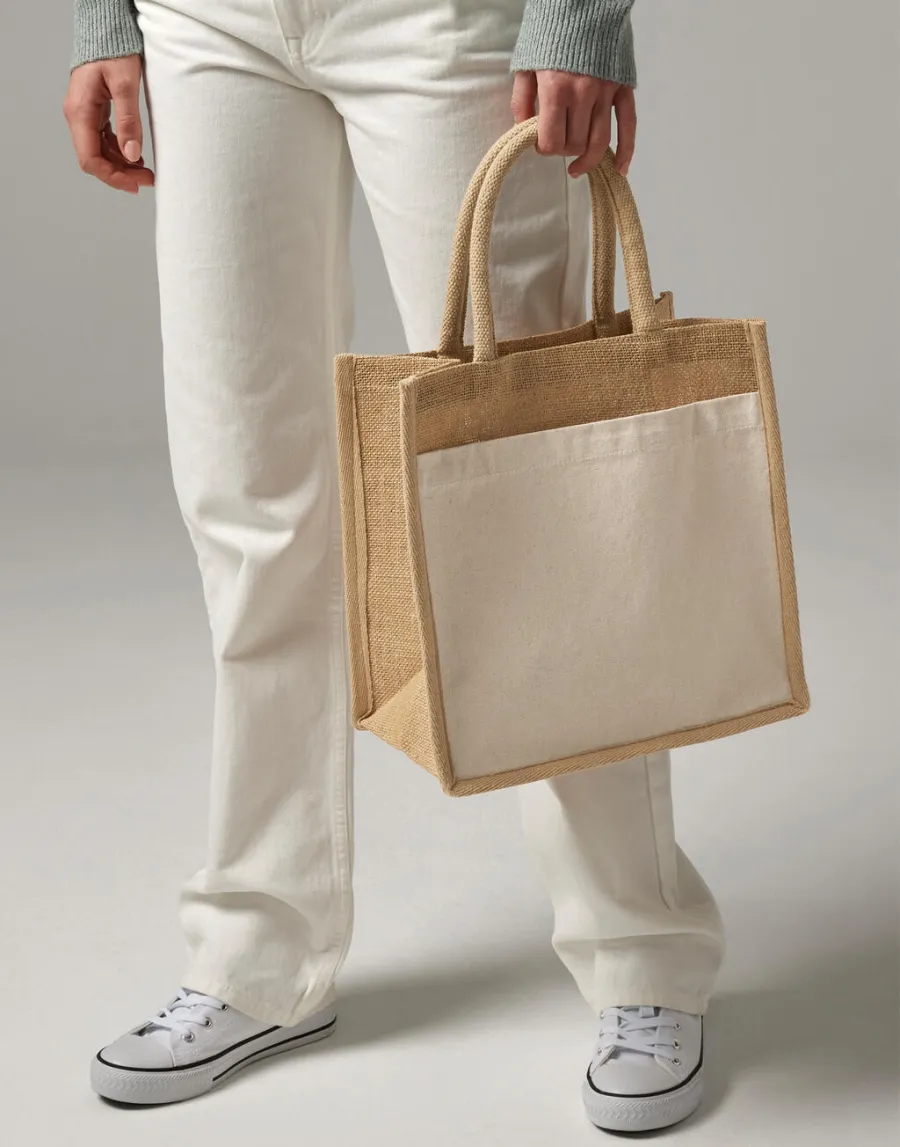 Cotton Pocket Natural Starched Jute Midi Tote — Westford Mill personnalisable
