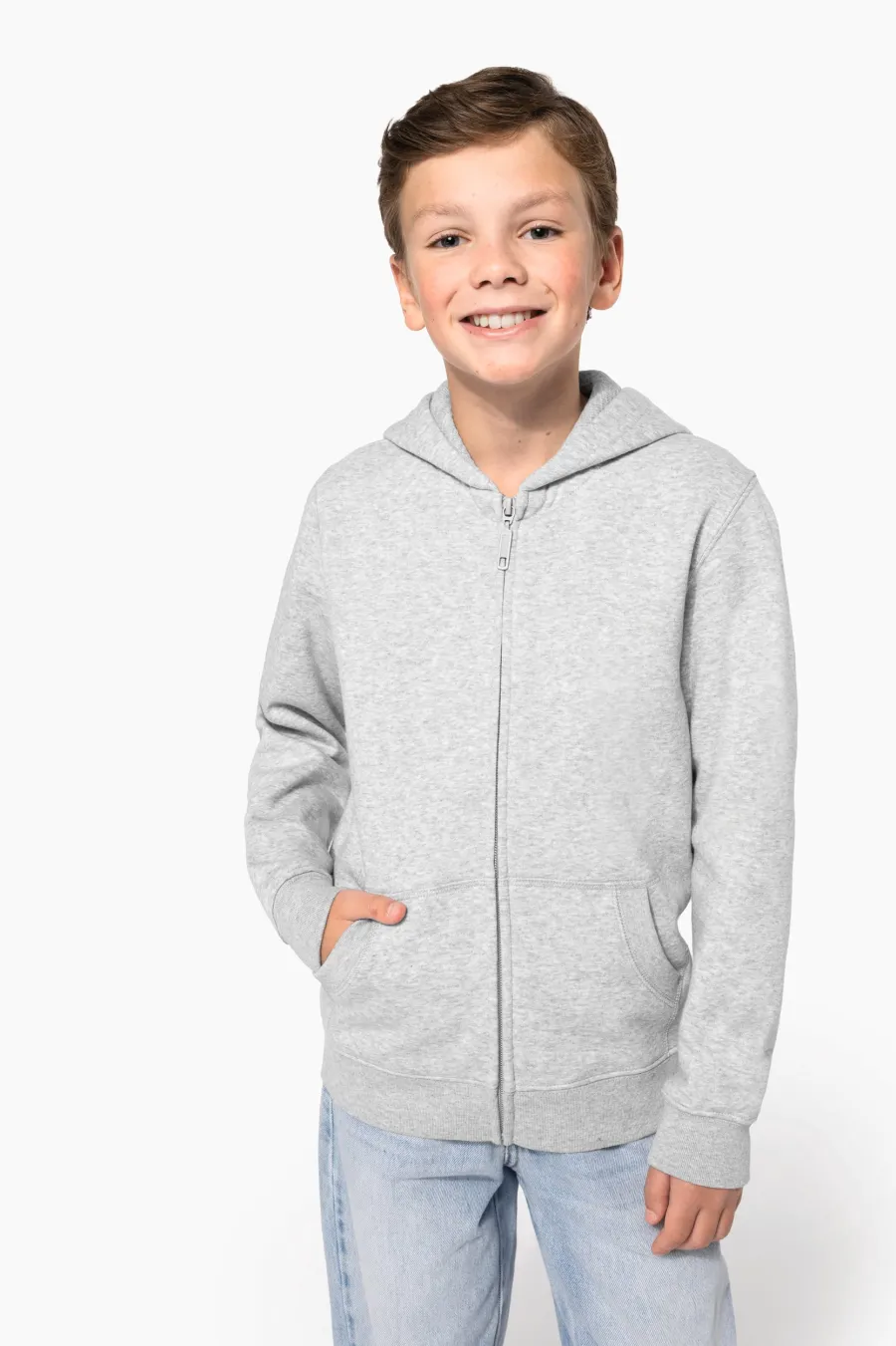 Sweat-shirt recyclé zippé à capuche enfant — Kariban personnalisable