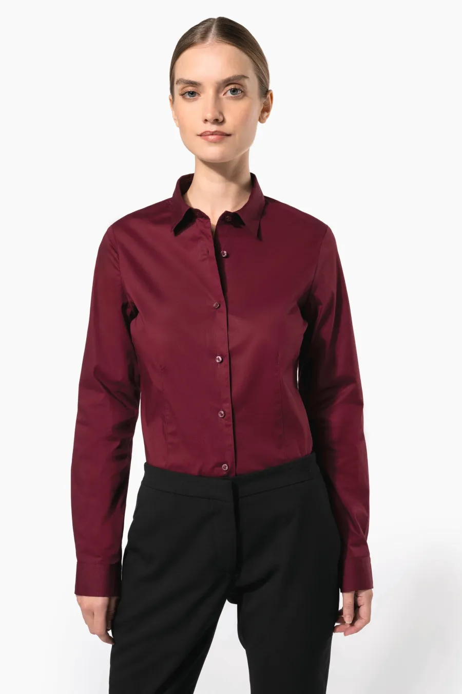 Chemise coton / élasthanne manches longues femme — Kariban personnalisable