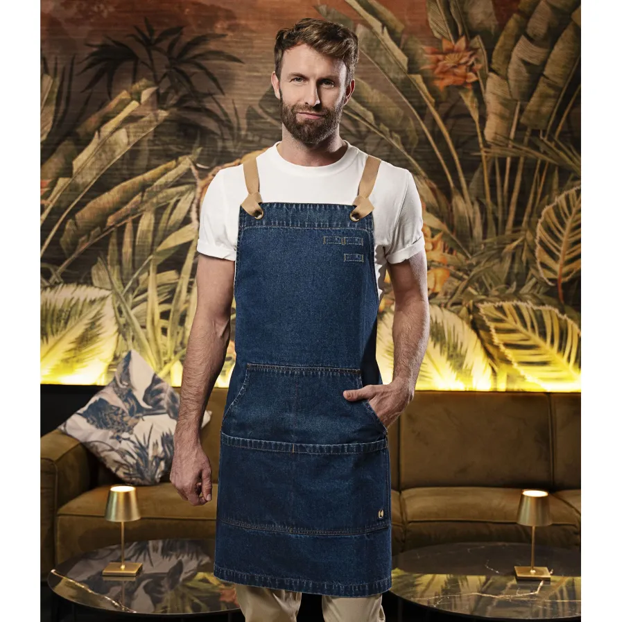 Tablier à bavette denim style urbain — Karlowsky personnalisable