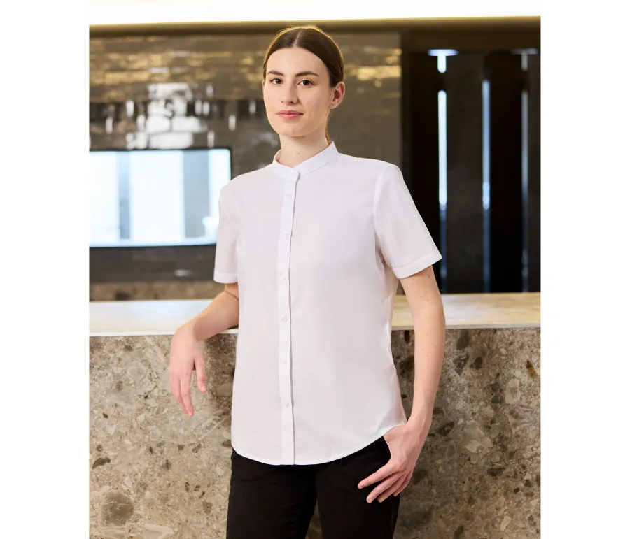Mao collar short-sleeve shirt (V5014S) — Velilla personnalisable