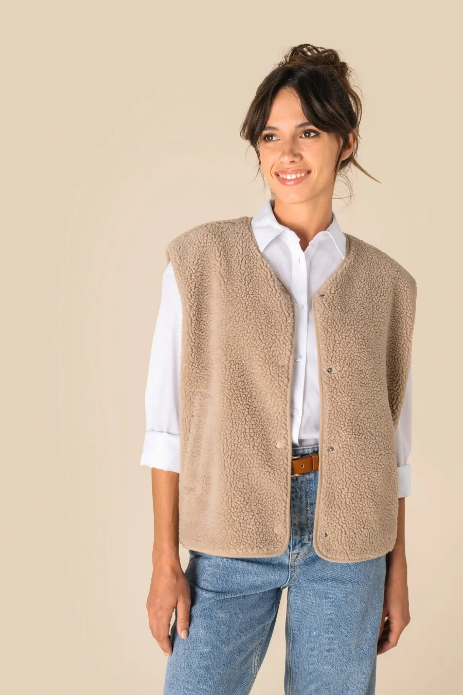 Veste sans manches en sherpa femme — Spasso personnalisable