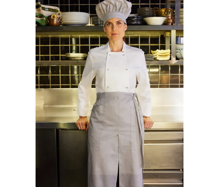 TABLIER LONG AVEC OUVERTURE ET POCHES — Velilla personnalisable