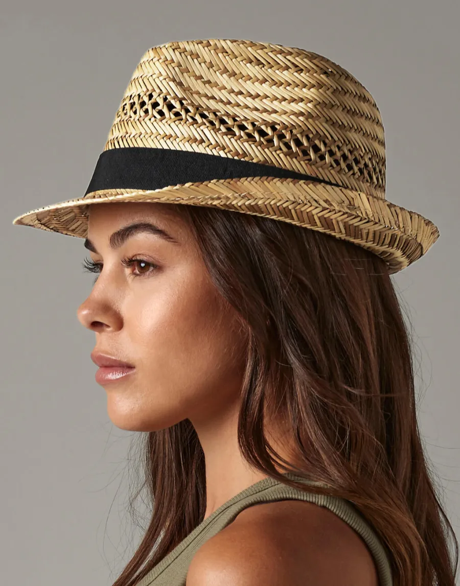 Straw Summer Trilby — Beechfield personnalisable