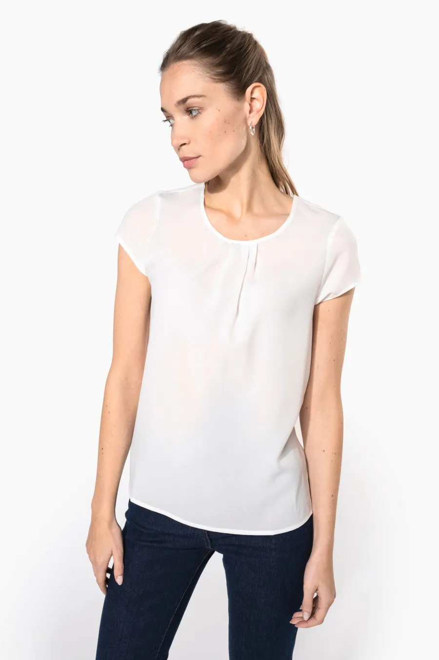 Blouse crêpe manches courtes femme — Kariban personnalisable