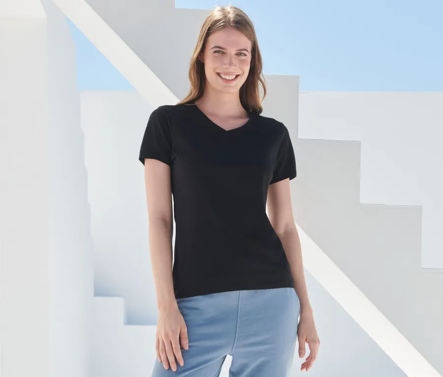 T-shirt femme col v Feel Good — SF Clothing personnalisable