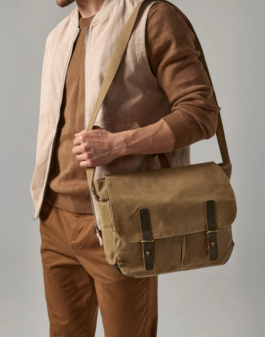 Heritage Waxed Canvas Messenger — Quadra personnalisable