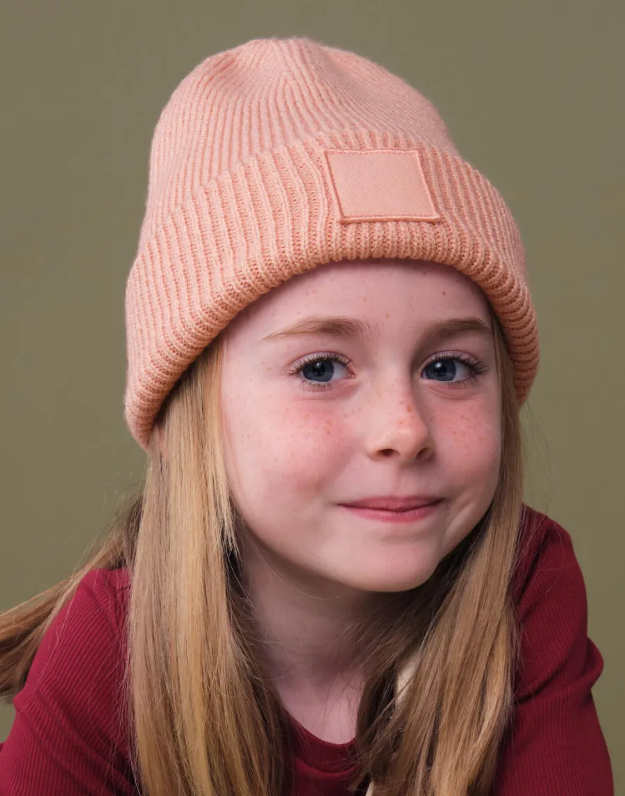 Kids Deep Cuffed Tonal Patch Beanie — Beechfield personnalisable