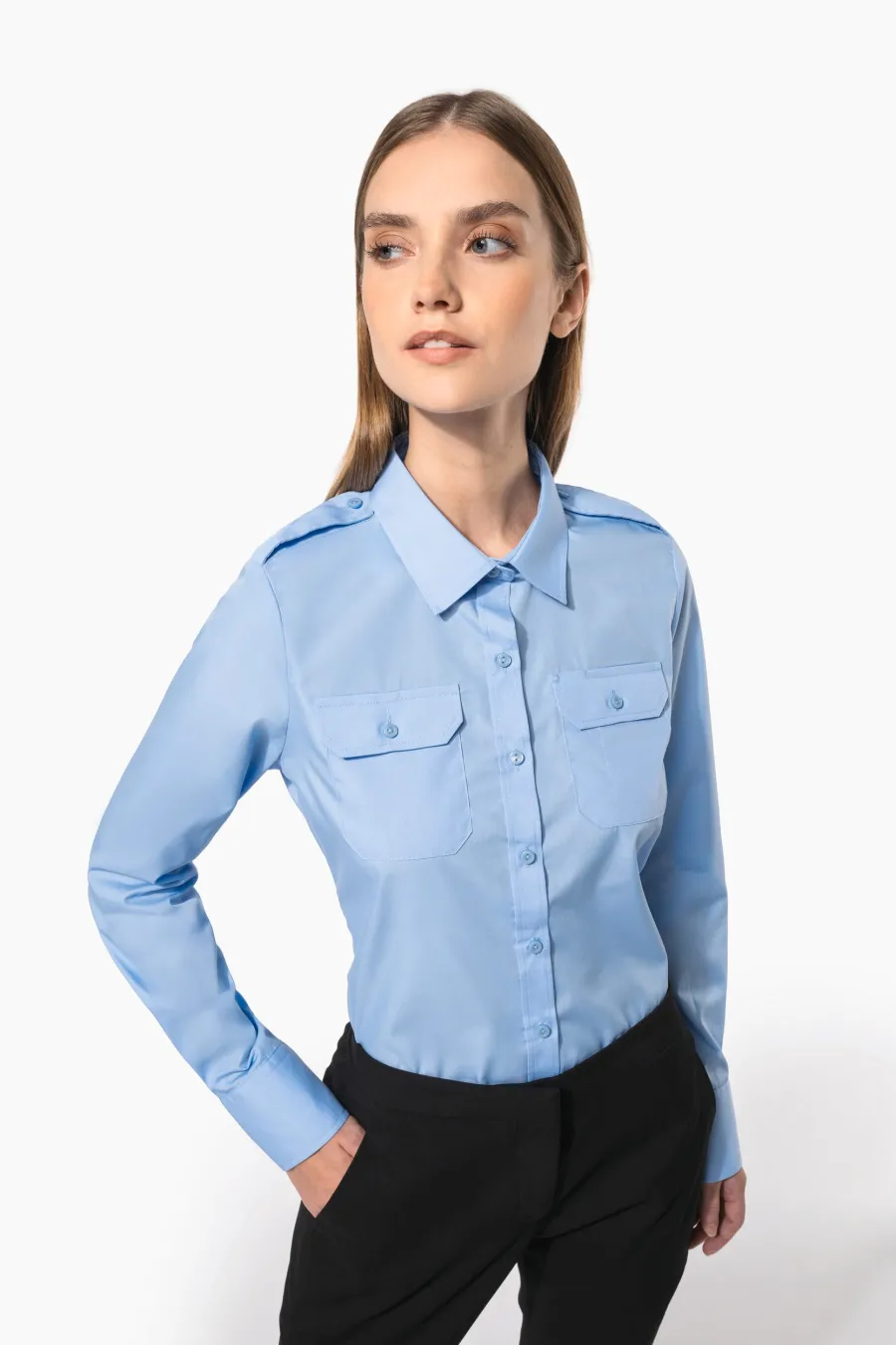 Chemise pilote manches longues femme — Kariban personnalisable
