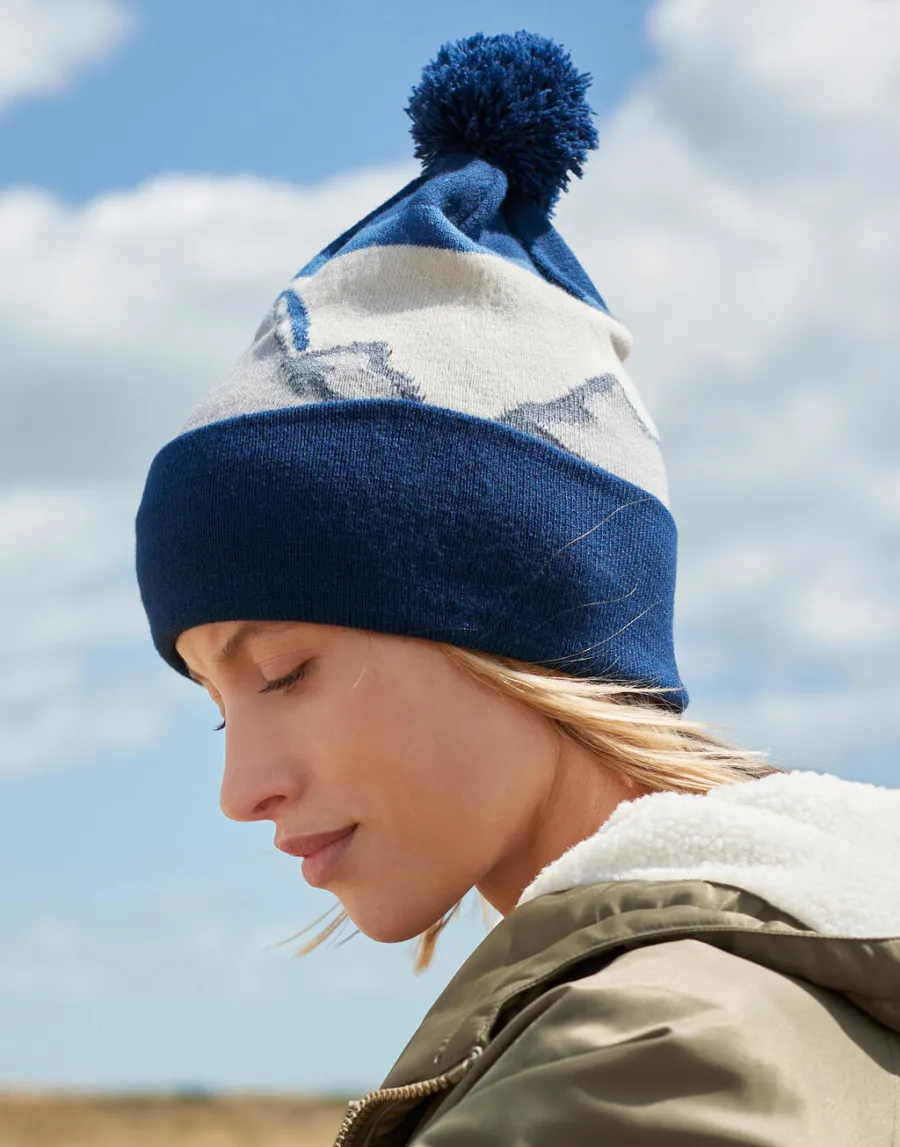Mountain Peaks Pom Pom Beanie — Beechfield personnalisable