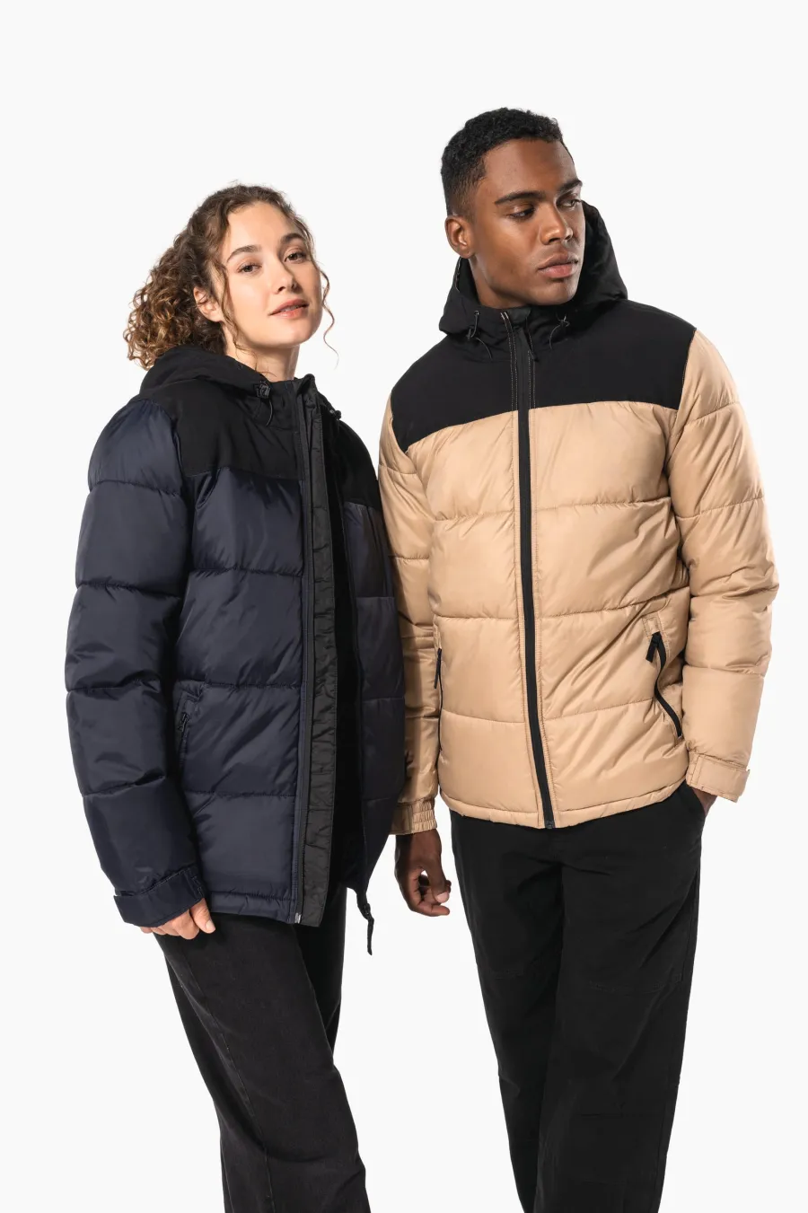 Parka matelassée à capuche bi-ton unisexe — Kariban personnalisable