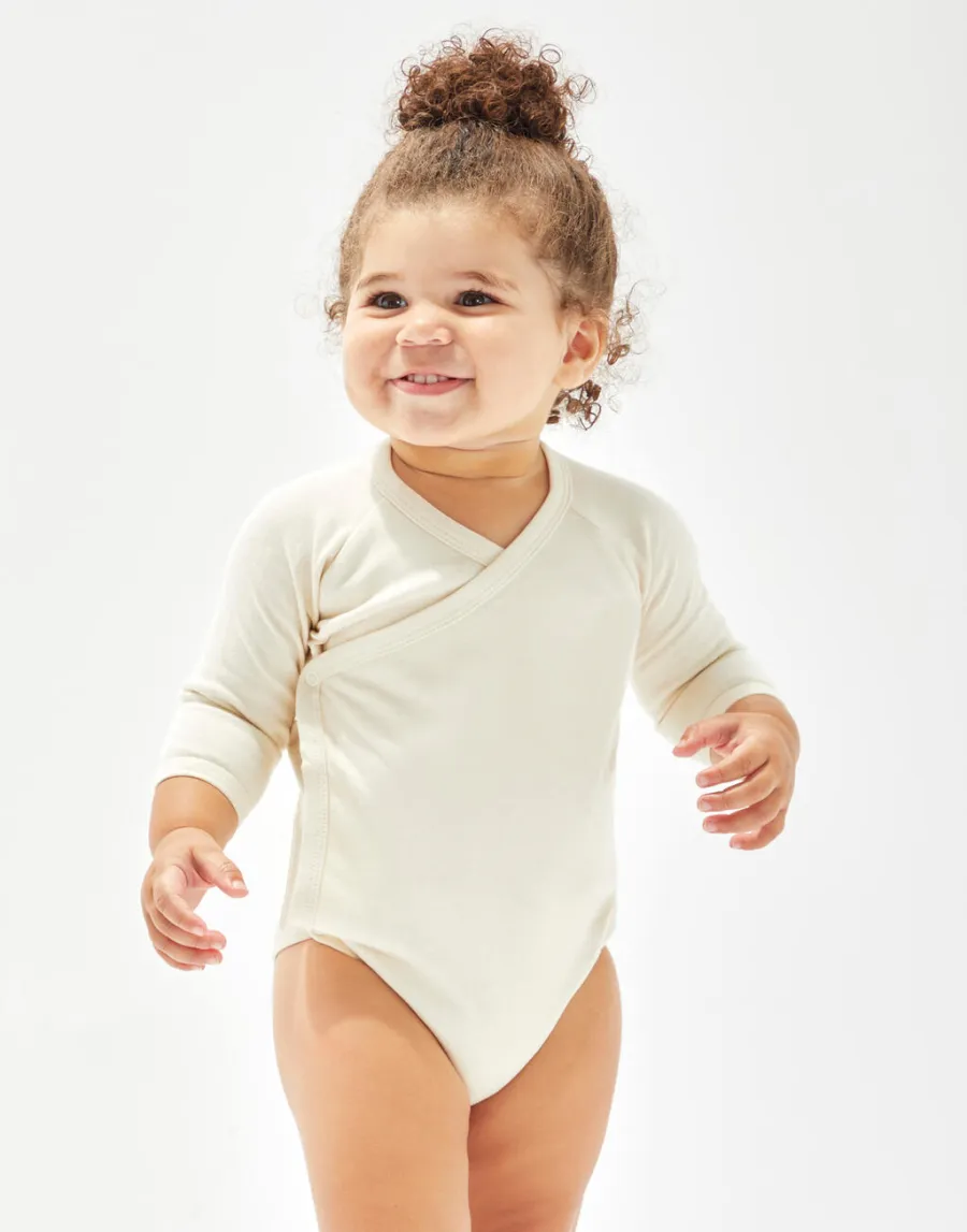 Baby Long Sleeve Kimono Bodysuit — Babybugz personnalisable