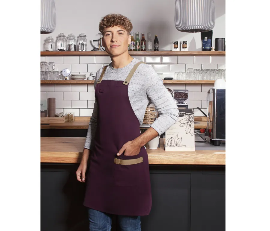 Tablier à bavette Urban-Look avec bretelles croisées et poche — Karlowsky personnalisable