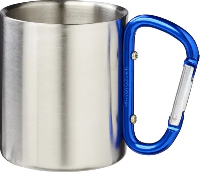 Mug isolant Alpes avec mousqueton 200ml coloris bleu
